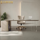 纪嘉菲居轻奢岩板简约现代书桌亚克力茶桌一体意式极简转角书房老板办公桌 2.4m原创设计感转角书桌+主人椅