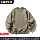 GUYN高端品牌男装2025秋季新款刺绣圆领卫衣男420g重磅宽松休闲上衣男 卡其色 卡其色 2XL 建议(160-180斤)