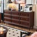 一具一家法式中古风实木九斗柜客厅靠墙斗橱卧室床家用尾复古收纳储物柜子 全实木九斗柜 胡桃色