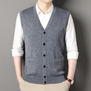 THOM BKDINR鄂尔多斯市男士背心打底衫秋冬季羊毛衣保暖针织坎肩内搭羊开衫 中灰 XL 适合【130-155斤】