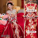 丽纱蓓儿秀禾服新娘新中式高端婚服新款结婚礼服中式嫁衣敬酒服缎面出阁衣 披肩可拆卸-彩凤 L