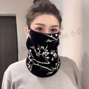 格黎防寒面罩女挂耳防寒防风保暖电动车护颈脖套骑车冬季口罩 黑色【梅花 针织挂耳】