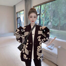 2025新款韩版慵懒风针织开衫女秋冬新款宽松百搭毛衣外套潮 黑色 L 建议110斤-120斤