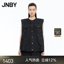 JNBY/江南布衣【商场同款】25秋新品马甲女抽绳棉质宽松无领5P8515340 991/牛仔藏青 M