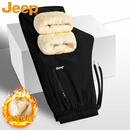 JEEP吉普休闲裤男秋冬棉裤加绒加厚保暖直筒长裤 黑色平脚 2XL