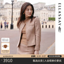 歌力思（ELLASSAY）【博主同款】秋冬新款羊毛提花东方简奢风短外套女EWF354T005 驼混色 M