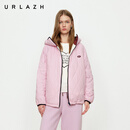 URLAZH有兰商场同款2025冬季新款慕斯草莓双面穿短款连帽棉服外套女 粉红色 S