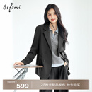 伊芙丽（eifini）蒋欣代言半里灰色双排扣轻职场休闲西装外套女2025秋季新款 深灰 M 105-120斤