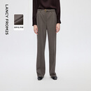 朗姿羊毛气质直筒西装裤高腰通勤时尚轻职场西裤2025年冬季新款女 棕灰褐色 L