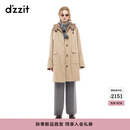 DZZIT地素可拆连帽棉服2025秋季新款复古风衣廓形中长外套女3J3H4669J 浅卡其色 XS