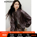 红袖高级感pu皮衣2025秋季新款女装机车气质两穿领拉链通勤百搭短外套 深咖042 M