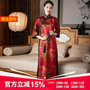 玺玥高端40姆米香云纱重工传统古法倒大袖宴会妈妈旗袍盘扣连衣裙礼服 红色 L (体重105~115)