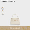 CHARLES&KEITH鳄鱼纹凯莉包手提斜挎婚包包女包生日礼物CK2-50270880-1 Ivory象牙色 S