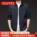 GUYN高端品牌夹克衫男士春秋款商务休闲拉链长袖外套开衫上衣 绿色 绿色 M 170