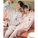 宫蝶【轻柔软】甜心企鹅情侣睡衣女春秋款长袖卡通男士家居服套装
