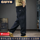 GUYN高端品牌男装潮牌拼接工装休闲裤男秋季2025新款宽松裤子男 黑色 黑色 M 体重118-130斤