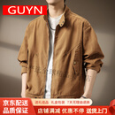 GUYN高端品牌男装工装牛仔夹克秋季新款宽松休闲上衣外套潮流 黄色 黄色 S 适合90-110斤