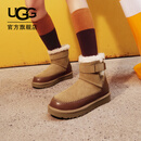 UGG秋季新款女士舒适时尚保暖平底拼接休闲束带短筒雪地靴1174575 CHE | 栗色 38