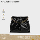 CHARLES&KEITH子母链条大容量流浪包托特包单肩斜挎包女包生日礼物CK2-40671449 Black黑色 L