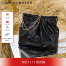 CHARLES&KEITH子母链条大容量流浪包托特包单肩斜挎包女包生日礼物CK2-40671449 Black黑色 L