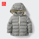 优衣库婴幼儿宝宝PUFFTECH空气棉服可机洗拉链连帽外套479703 09 黑色 90