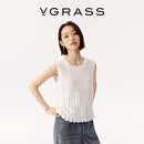 VGRASS26早秋新款重工镂空肌理立体多组织编织羊毛混纺针织背心 蜜合色 S