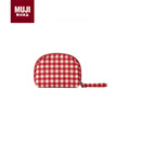 MUJI再生聚酯纤维化妆包  旅行收纳  新品 迷你 红色格纹