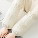 畅印简约羽绒服袖套女长款秋冬办公室防脏套袖学生上班防污护袖口袖头 格子结：米黄