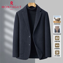 梦特娇（MONTAGUT）秋冬新款男双面羊绒西装高端毛呢子大衣外套男羊毛商务西服 黑灰 4XL 195-
