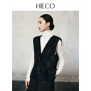 HECO【臻绒】新中式暗纹提花棉绒马甲背心女2025秋季新品设计感上衣 黑色 S