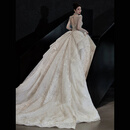 季节里重工婚纱大拖尾秋冬法式礼服2025新款长袖新娘轻奢主纱款 白色拖尾婚纱 M