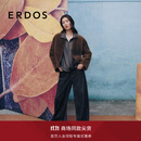 ERDOS【刘雯同款】25秋冬V领皮毛一体两穿拉贡女皮外套夹克 橄榄绿 S 160/80A