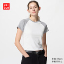 优衣库女装插肩袖圆领短T恤短袖迷你T修身打底476602 03 灰色 M /160/84A