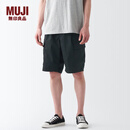 无印良品（MUJI）男式 不易沾水弹力 工装短裤 裤子 休闲裤  AED81C3S 黑色 L
