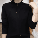 【法式轻奢】2025年秋冬新品时尚洋气百搭气质拉链开衫长袖减龄 黑色 XL (110-120斤)