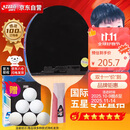 红双喜DHS狂飚乒乓球拍 直拍双面反胶弧圈结合快攻5星单拍H5006(附拍套)
