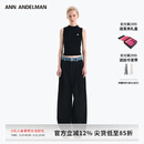 ANN ANDELMAN【明星同款】官方直营 牛仔腰头拼接西裤直筒长裤 黑色 XS