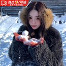 COSMICKISS仿貂毛耳罩毛绒冬季保暖耳包女骑行护耳套耳暖甜酷风雪景百搭耳罩 棕色仿貂毛耳罩