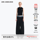 ANN ANDELMAN【王玉雯同款】官方直营 牛仔腰头拼接西裤直筒长裤 黑色 S