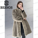 BESNOS意大利品牌貂皮大衣女整貂中长款冬季新款裘皮真水貂皮草外套 银兰貂本色 2XL