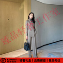 SUSTYLEG轻奢品牌西服套装女灰驼色气质正装西装两件套商务职业女装 灰驼色 L