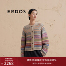 ERDOS 圆领渐变条纹厚款针织开衫时尚女羊绒衫 浅驼 170/88A/L
