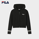 FILA 斐乐官方女士编织衫冬季休闲宽松连帽拉链毛衣开衫