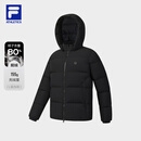 FILA 斐乐男士羽绒服冬季新款运动保暖飞羽连帽外套 深黑-BK 2XL 185/104A/XXL