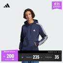 adidas休闲加绒加厚连帽卫衣套头衫男装秋冬阿迪达斯官方轻运动 传奇墨水蓝   L