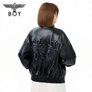 BOY LONDON春季轻朋克风潮牌仿皮衣情侣外套撞钉绣花潮流N44004 黑色 M