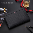 Cohnim kevin奢侈品牌男士手包手拿拉链男包手抓信封钱包送男友父亲情人节礼物 【时尚商务】c226黑色