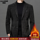利郎男装秋冬新款男士加绒加厚西服中年高端保暖休闲西装商务单西外套 黑色 XL 180 (135-150斤)
