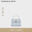 CHARLES&KEITH鳄鱼纹凯莉包手提斜挎婚包包女包生日礼物CK2-50270880-1 Sea Salt Blue海盐蓝（新色） S