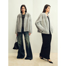 付智恩 卢浮宫2.0 哥本哈根紫标级天鹅绒水貂V领落肩整貂皮草外套 蓝宝石 M